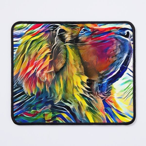 Item preview, Tibetan Mastiff dog sitting profile - high contrast colorful painting designed and sold by NickoPrints.