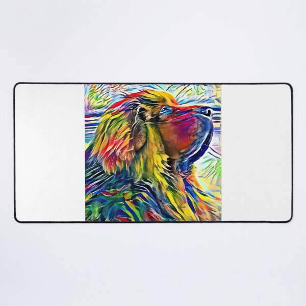 Item preview, Tibetan Mastiff dog sitting profile - high contrast colorful painting designed and sold by NickoPrints.