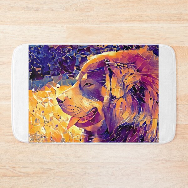 Item preview, Tibetan Mastiff dog sitting profile with its mouth open - irregular tiles mosaic effect designed and sold by NickoPrints.
