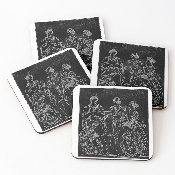 Item preview, The Knucklebone Players Lino Print in Black designed and sold by Aether-and-Ivy.