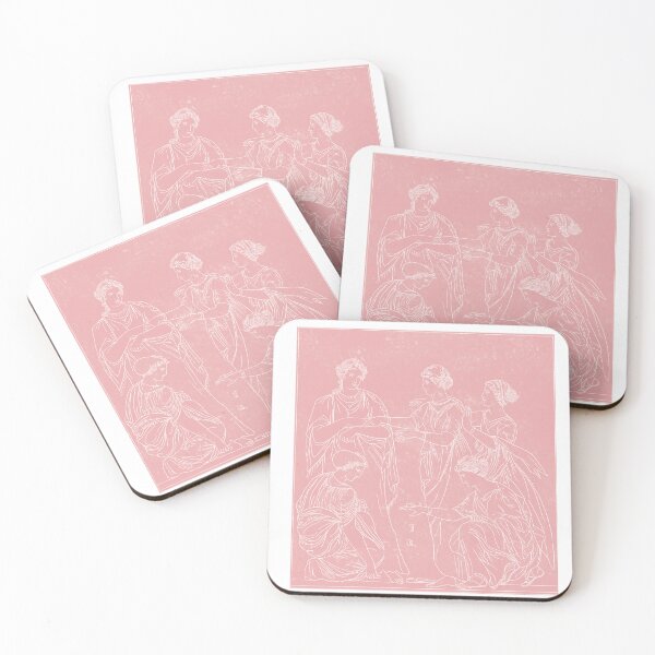 Item preview, The Knucklebone Players Lino Print in Pink designed and sold by Aether-and-Ivy.