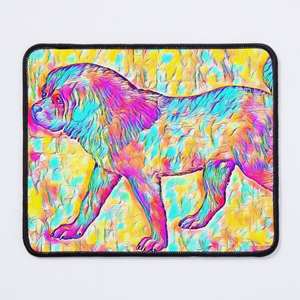 Item preview, Tibetan Mastiff dog walking - colorful digital painting designed and sold by NickoPrints.