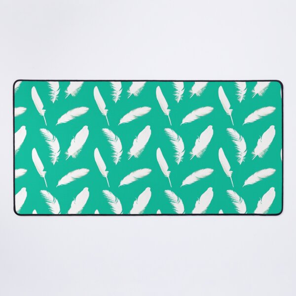 Item preview, White feather print on turquoise designed and sold by Marymarice.