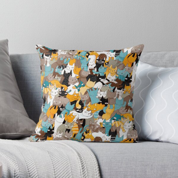 Cats on catnip Throw Pillow