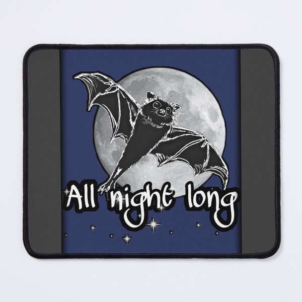 Item preview, midnight blue version | adorable flying bat in night sky with full moon | ink drawing with digital art | nightshift | Halloween cuteness designed and sold by DigitalEurydice.