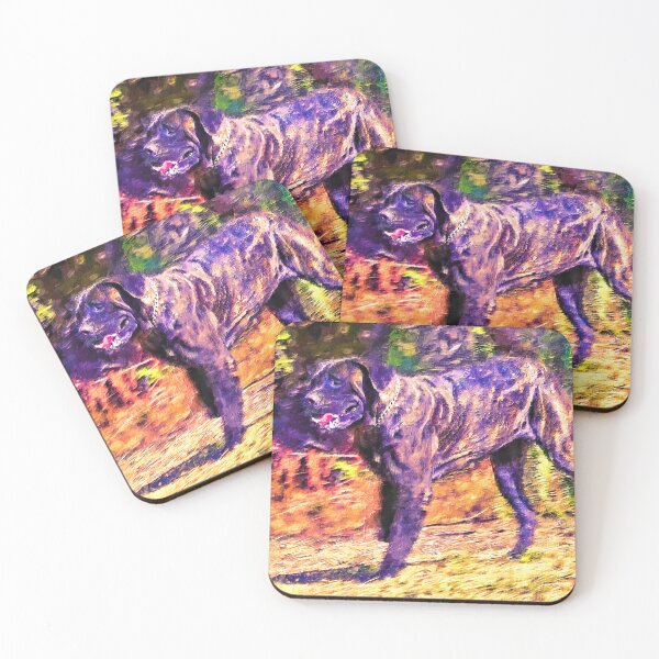 Item preview, English Mastiff running in the woods - digital painting designed and sold by NickoPrints.