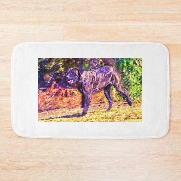Item preview, English Mastiff running in the woods - digital painting designed and sold by NickoPrints.
