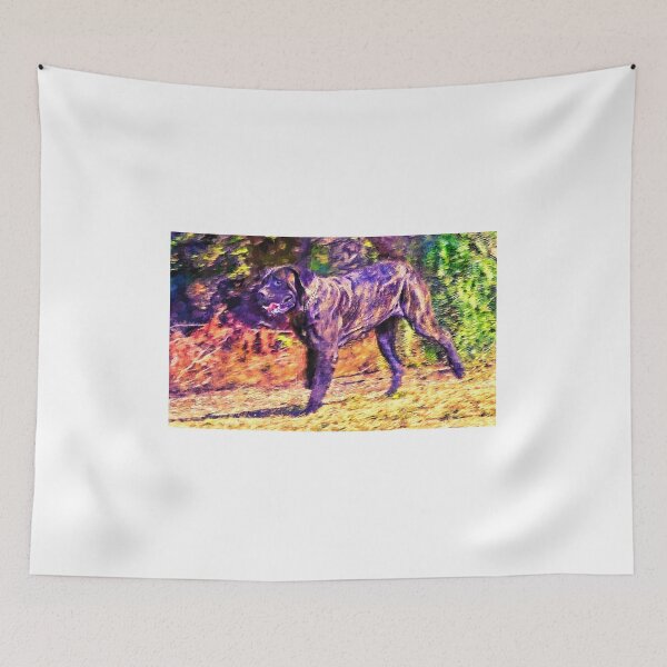 Item preview, English Mastiff running in the woods - digital painting designed and sold by NickoPrints.