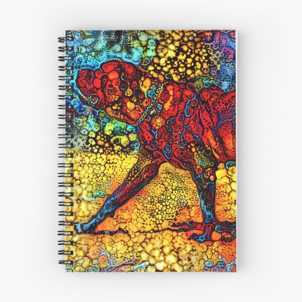 Item preview, English Mastiff waiting for a treat - colorful abstract painting in blue, yellow and red designed and sold by NickoPrints.