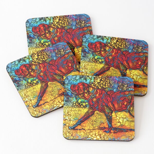 Item preview, English Mastiff waiting for a treat - colorful abstract painting in blue, yellow and red designed and sold by NickoPrints.