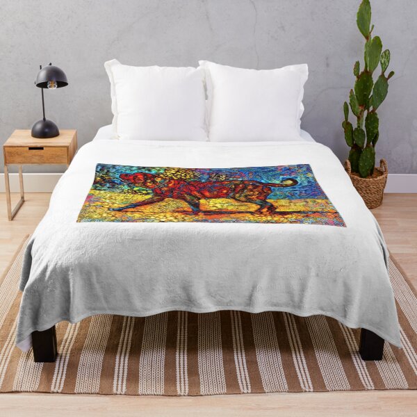 Item preview, English Mastiff waiting for a treat - colorful abstract painting in blue, yellow and red designed and sold by NickoPrints.