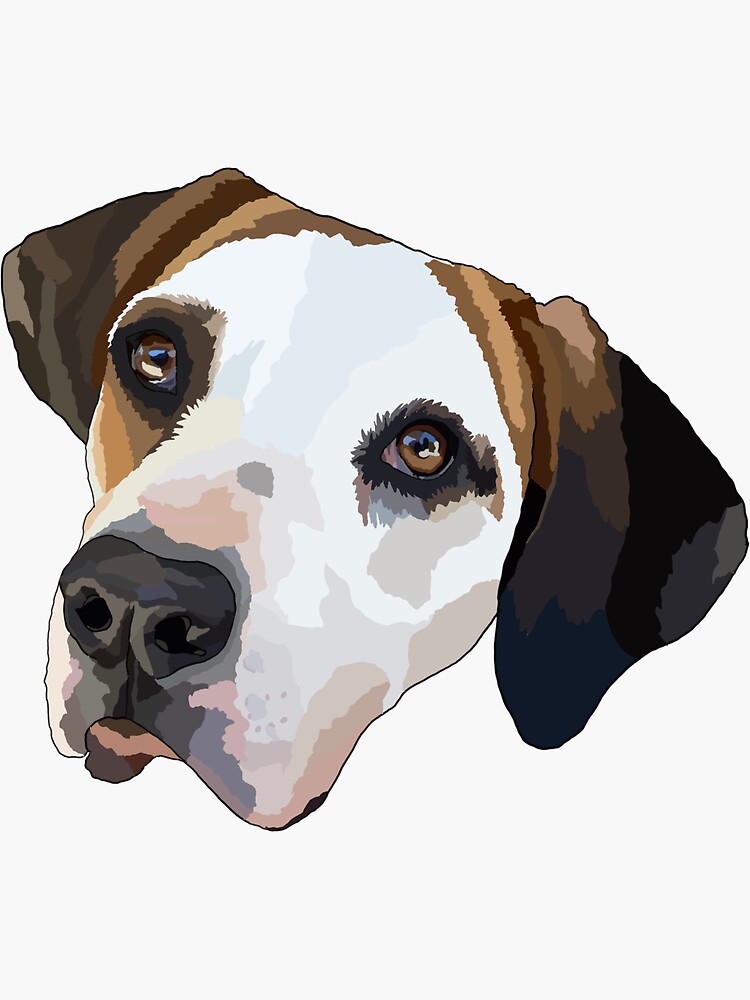 "Brown and White Mutt Dog Portrait " Sticker for Sale by roleydesigns