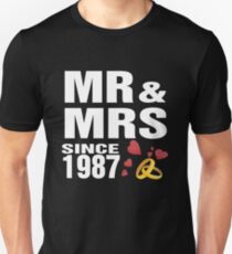 Top Gifts For Wedding Anniversary Since 1987. Funny T-shirt For Couples Unisex T-Shirt