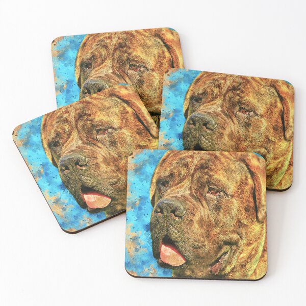 Item preview, English Mastiff head close-up - digital painting with a vintage look designed and sold by NickoPrints.