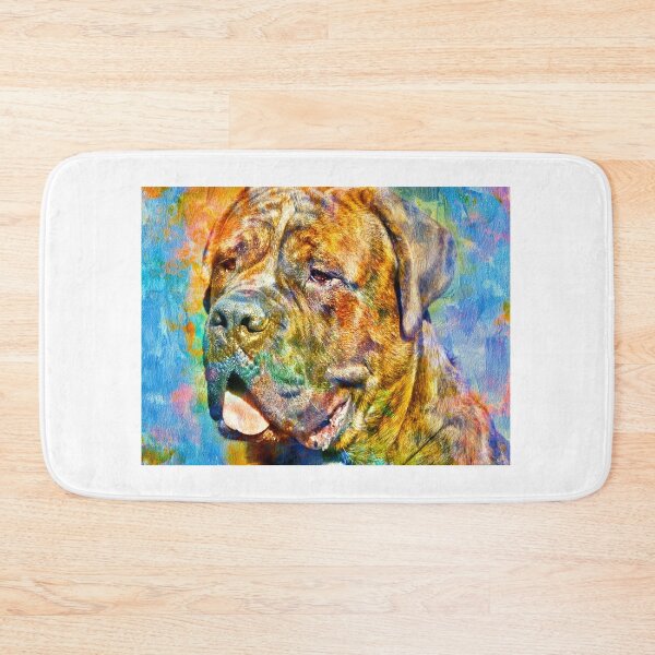 Item preview, English Mastiff head close-up - colorful painting designed and sold by NickoPrints.