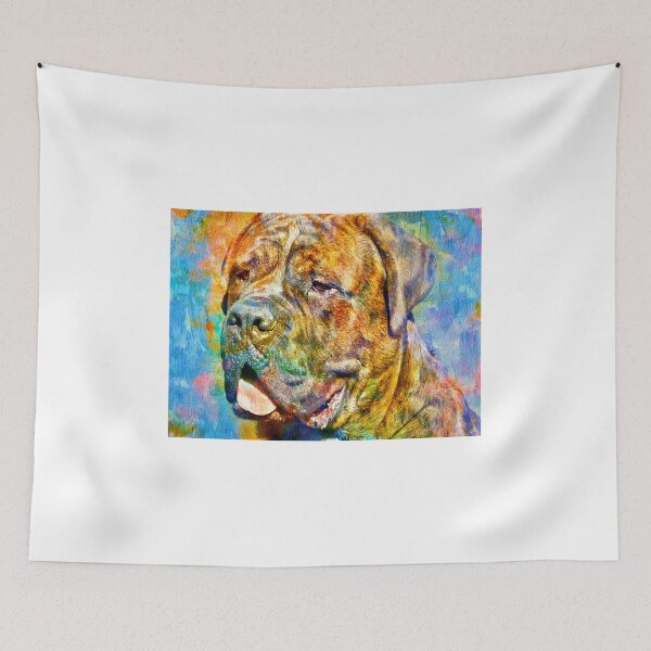 Item preview, English Mastiff head close-up - colorful painting designed and sold by NickoPrints.