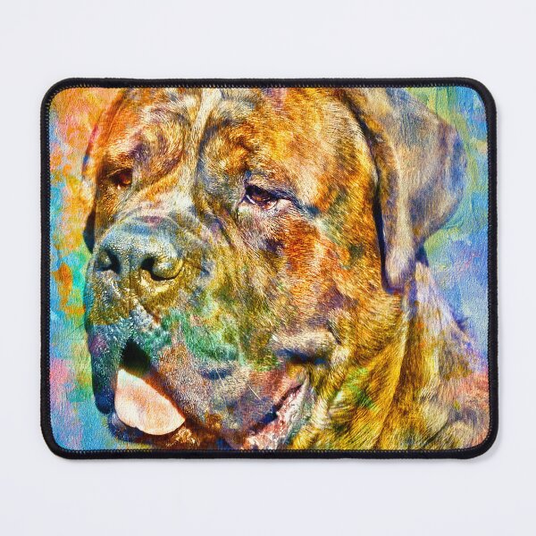 Item preview, English Mastiff head close-up - colorful painting designed and sold by NickoPrints.