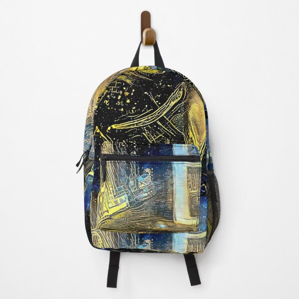 Item preview, English Mastiff climbing a ladder - starry blue with yellow colorful painting designed and sold by NickoPrints.