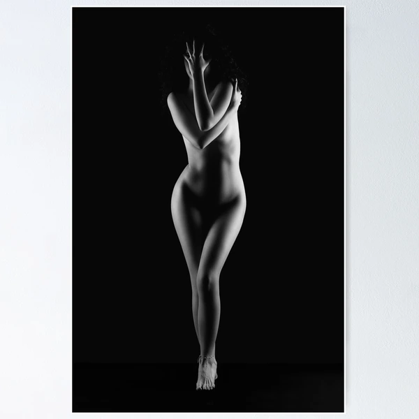 Nude woman posing naked standing in black and white photography Poster  for Sale by Alessandro Della Torre
