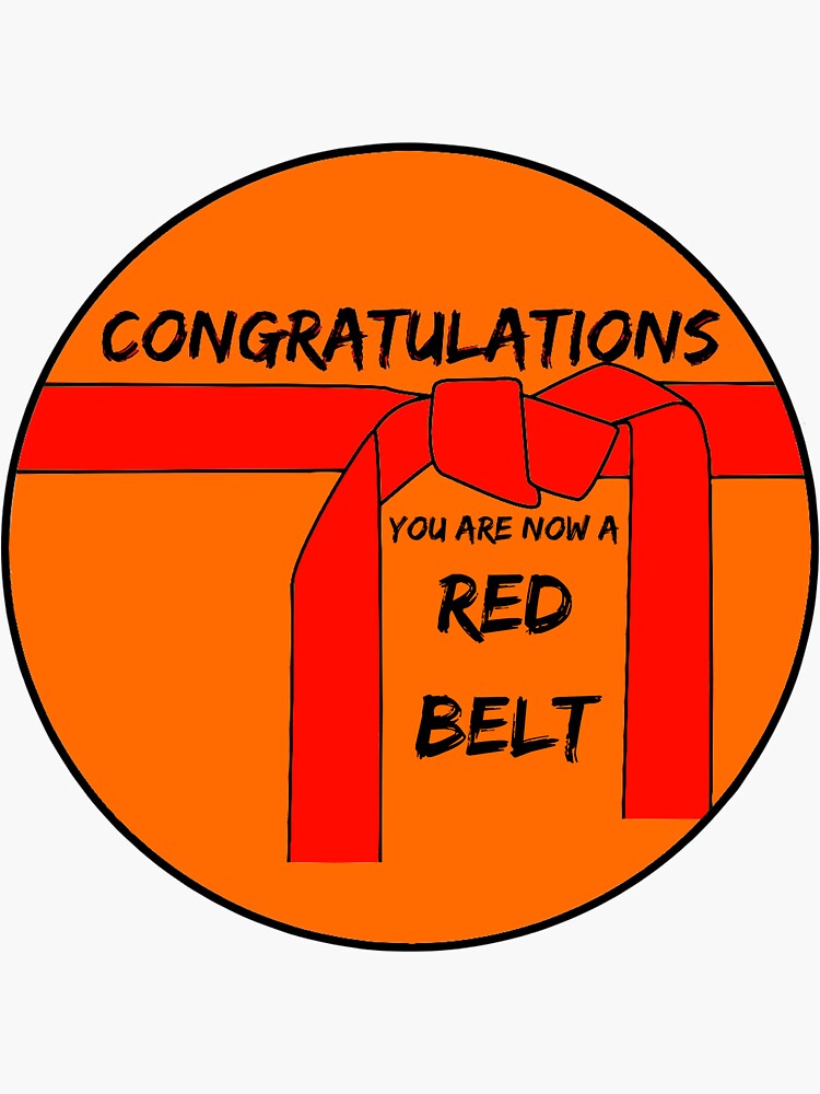 "Red Belt Congratulations Sticker for Martial Arts Taekwondo