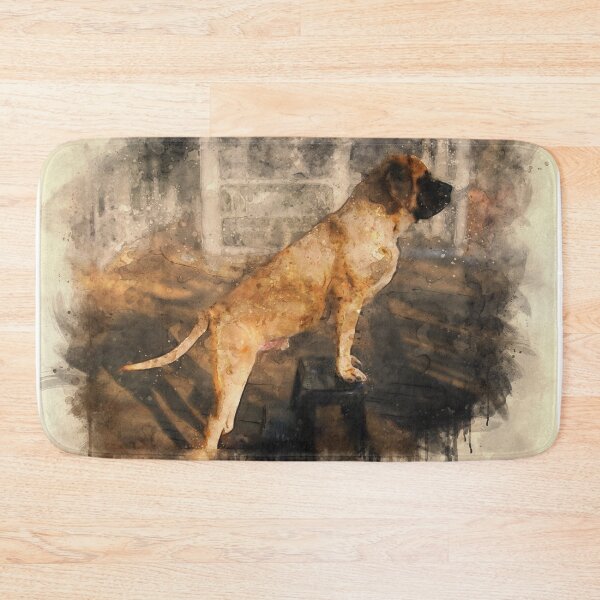 Item preview, English Mastiff climbing a ladder - watercolor painting designed and sold by NickoPrints.