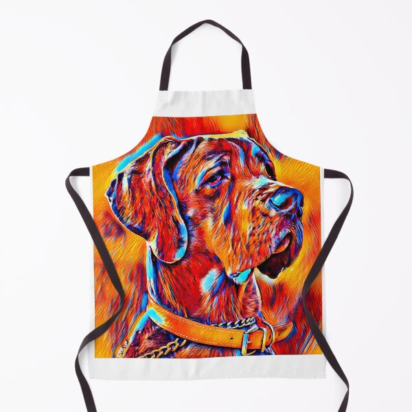 Item preview, Great Dane portrait - colorful dark orange, red and cyan designed and sold by NickoPrints.