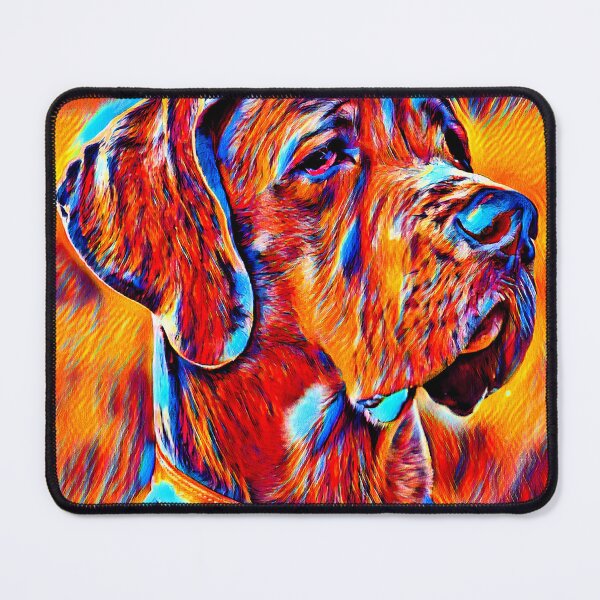 Item preview, Great Dane portrait - colorful dark orange, red and cyan designed and sold by NickoPrints.