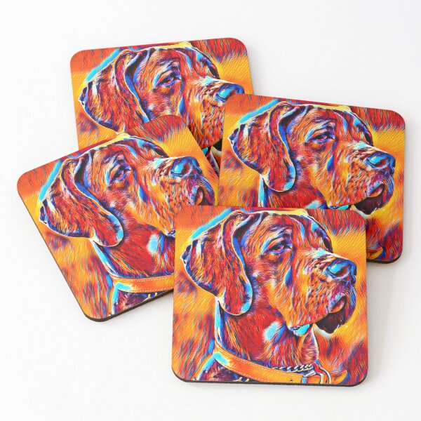 Item preview, Great Dane portrait - colorful dark orange, red and cyan designed and sold by NickoPrints.
