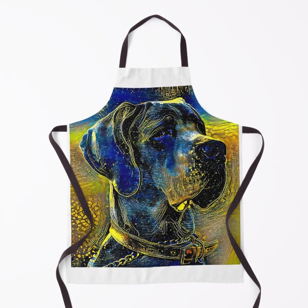 Item preview, Great Dane portrait - starry blue with yellow colorful painting designed and sold by NickoPrints.