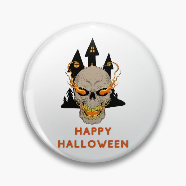 Item preview, Happy Halloween Skull with Fire & Haunted House Design designed and sold by WBP Mart.