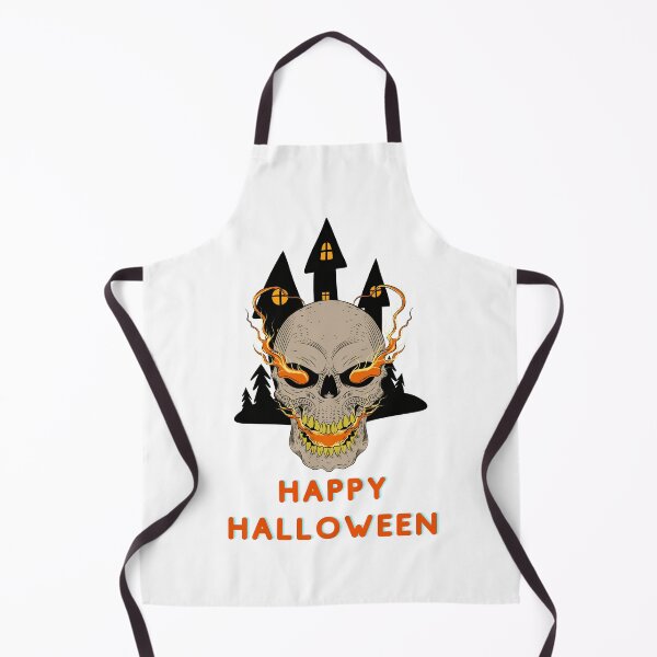 Item preview, Happy Halloween Skull with Fire & Haunted House Design designed and sold by WBP Mart.