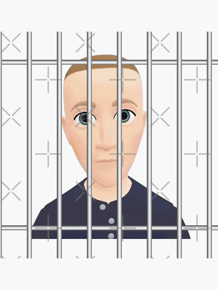 "Zuckerberg behind bars facebook jail" Sticker for Sale by SyedKazmi