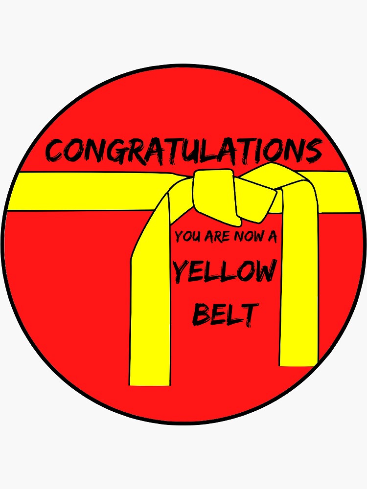 "Yellow Belt Congratulations Sticker for Martial Arts Taekwondo