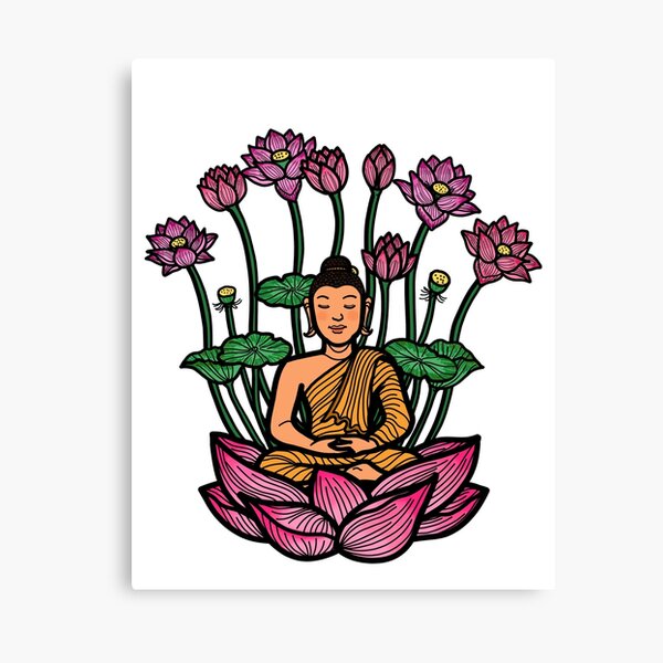 ReverseWheel Lord Buddha Multicolor Painting Printed on Canvas