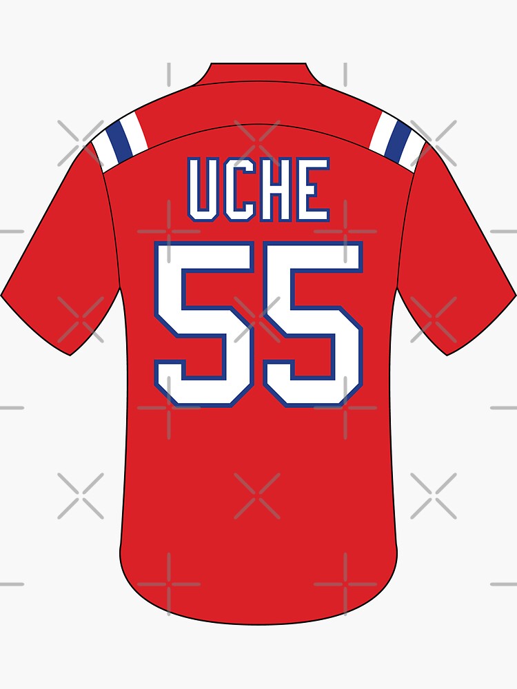 Josh Uche jersey with number 55 Sticker for Sale by Justtrendytees