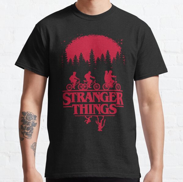 Stranger Things Group Shot Bike Ride Upside Down Silhouette Classic T-Shirt