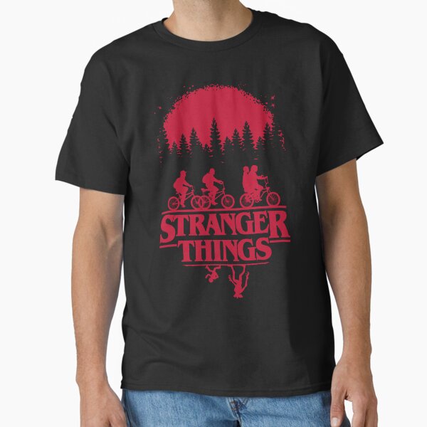 Item preview, Stranger Things Group Shot Bike Ride Upside Down Silhouette designed and sold by FifthSun.