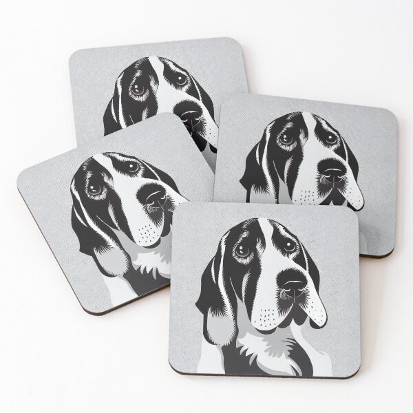 Item preview, Basset Hound Black and White Print designed and sold by ThePurpleMelon.