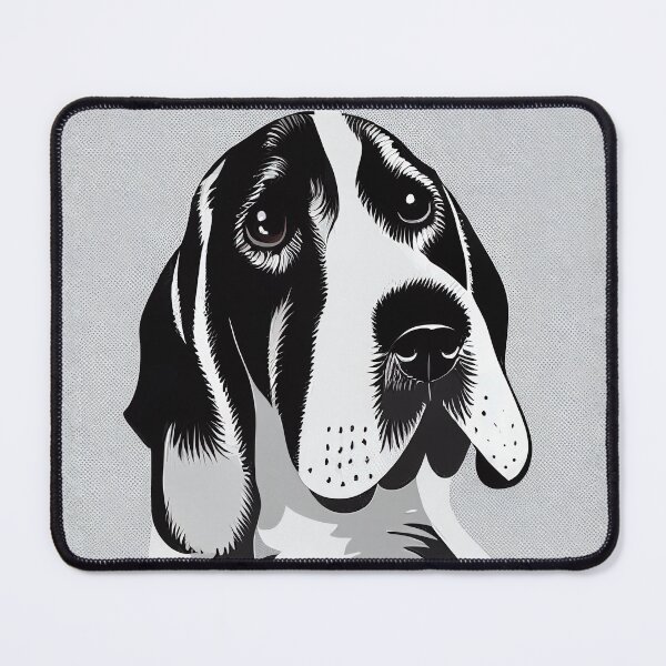 Item preview, Basset Hound Black and White Print designed and sold by ThePurpleMelon.