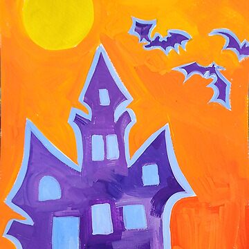 Artwork thumbnail, Original Cute Haunted House Halloween Art by Brenda Knoll by Brenda Knoll