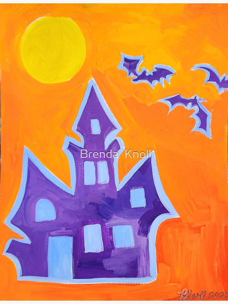 Thumbnail 3 of 3, Sticker, Original Cute Haunted House Halloween Art by Brenda Knoll designed and sold by BrendaKnoll.