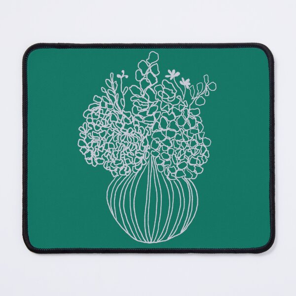 Item preview, Contemporary green and white art flower vase line drawing designed and sold by LynseysArtShop.