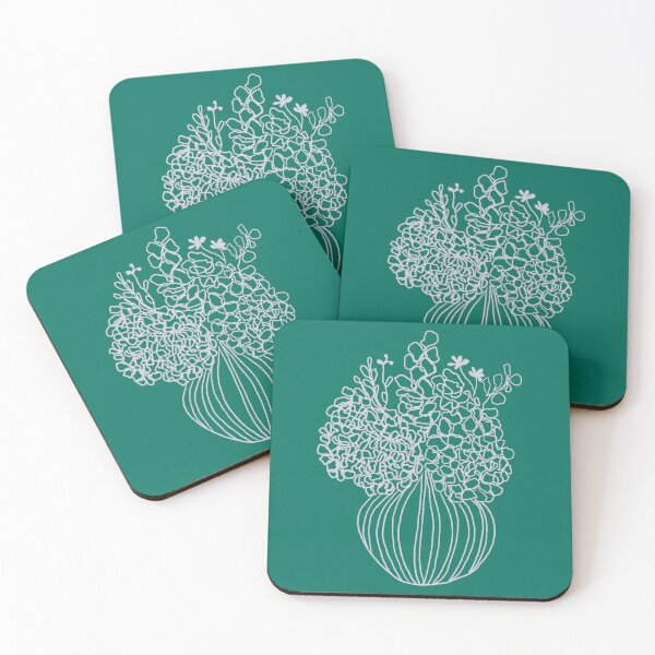 Item preview, Contemporary green and white art flower vase line drawing  designed and sold by LynseysArtShop.