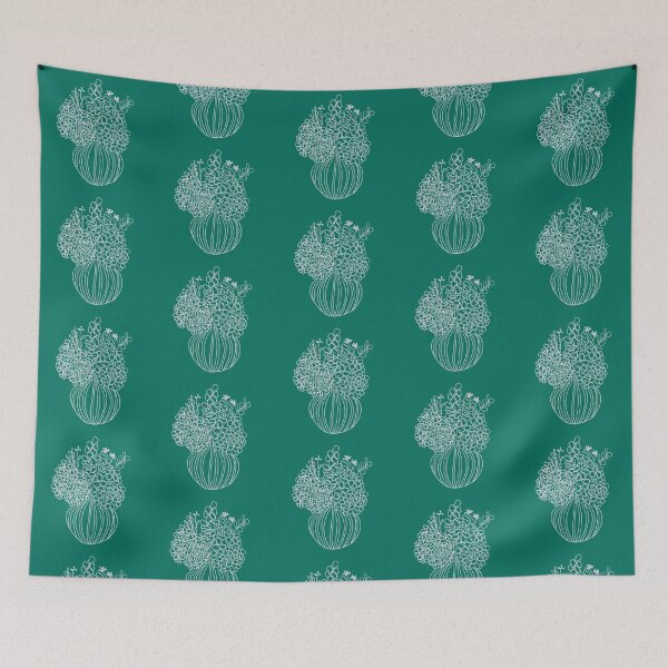 Item preview, Contemporary green and white art flower vase line drawing  designed and sold by LynseysArtShop.