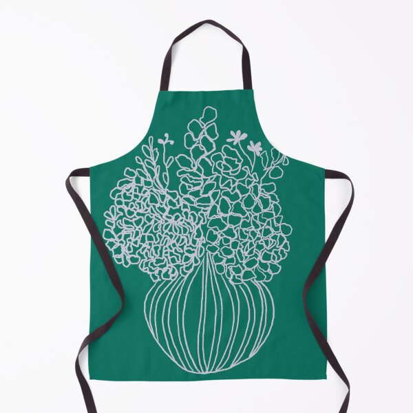 Item preview, Contemporary green and white art flower vase line drawing designed and sold by LynseysArtShop.