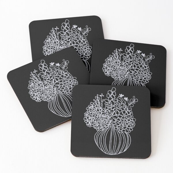 Item preview, Contemporary black and white art flower vase line drawing  designed and sold by LynseysArtShop.