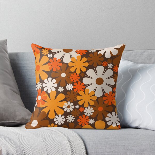 Item preview, Retro 60s 70s Aesthetic Floral Pattern in 1970s Brown Orange Beige designed and sold by kierkegaard.