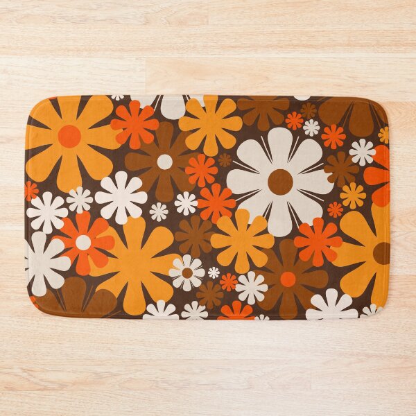 Item preview, Retro 60s 70s Aesthetic Floral Pattern in 1970s Brown Orange Beige designed and sold by kierkegaard.