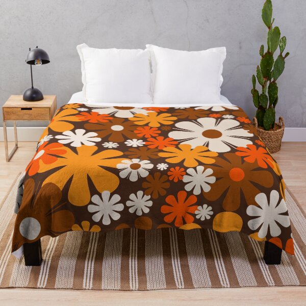 Item preview, Retro 60s 70s Aesthetic Floral Pattern in 1970s Brown Orange Beige designed and sold by kierkegaard.