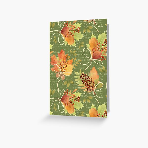 Autumn Leaves Bouquet - Green Greeting Card